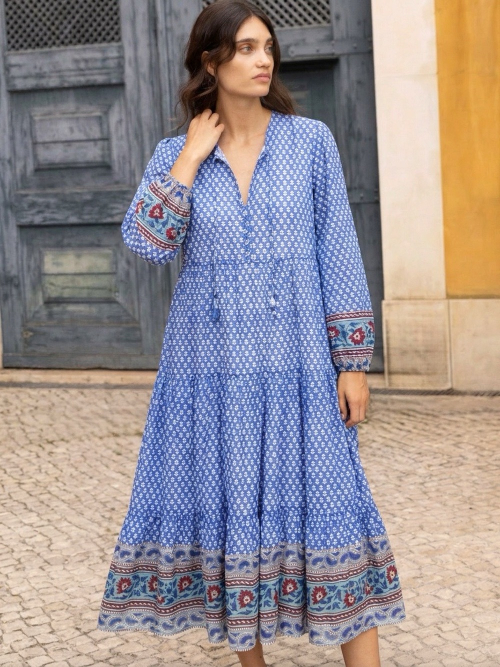 Oliphant Long Sleeve Tiered Maxi Dress